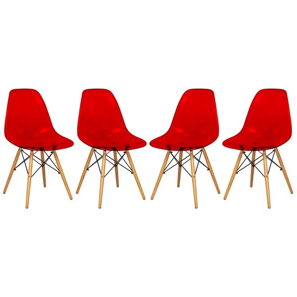 Kd Americana Dover Molded Side Chair - Transparent Red - Set of 4 - KD3580025