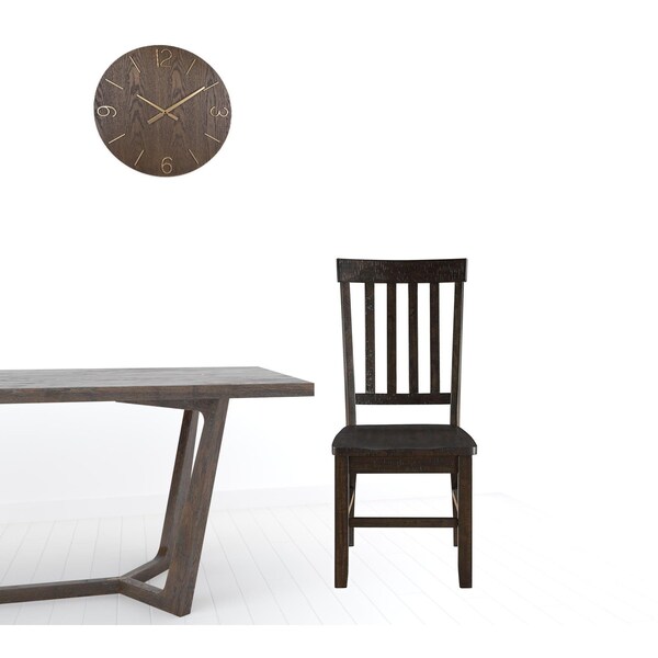 Homeroots 22 x 19 x 40 in. Rustic Walnut Wood Side Chair - Set of 2 - 347315