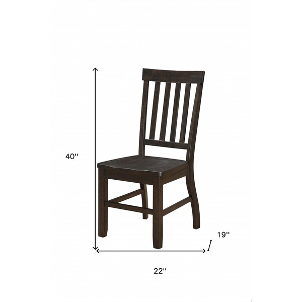 Homeroots 22 x 19 x 40 in. Rustic Walnut Wood Side Chair - Set of 2 - 347315