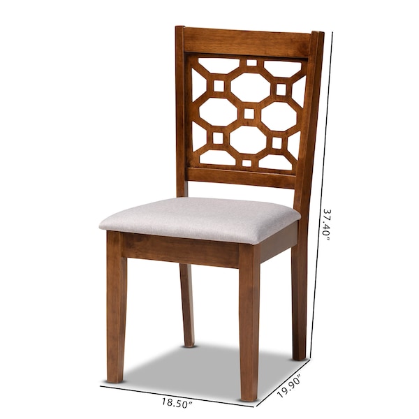 Baxton Studio Peter Grey Upholstered and Walnut Wood 4-Piece Dining Chair Set - 171-10951