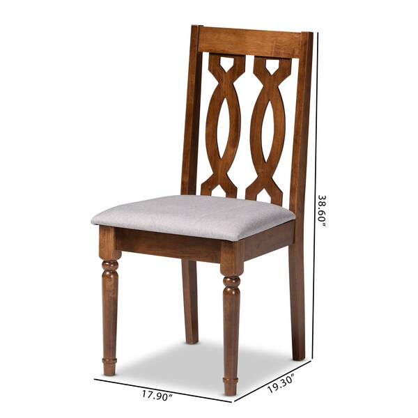 Baxton Studio Cherese Grey Upholstered Walnut Finished 4-Piece Wood Dining Chair Set - 170-9878