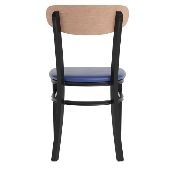 Flash Furniture Blue Vinyl Dining Chairs - Natural Wood Backs, 2PK - 2-XU-DG6V5BLV-NAT-GG