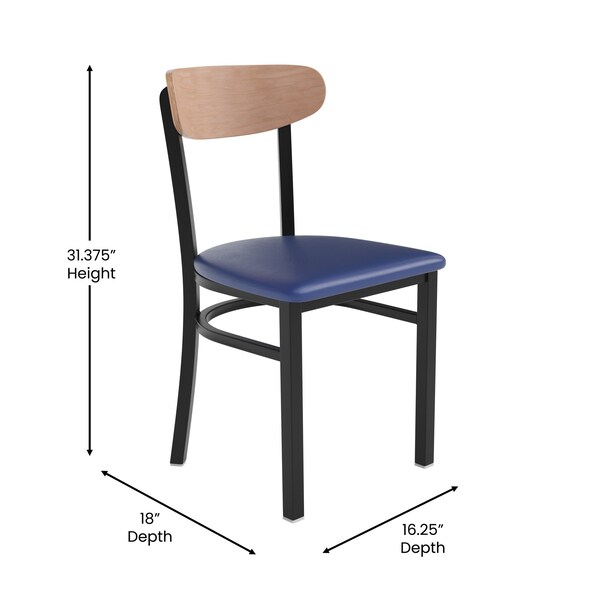 Flash Furniture Blue Vinyl Dining Chairs - Natural Wood Backs, 2PK - 2-XU-DG6V5BLV-NAT-GG