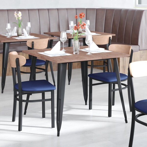 Flash Furniture Blue Vinyl Dining Chairs - Natural Wood Backs, 2PK - 2-XU-DG6V5BLV-NAT-GG
