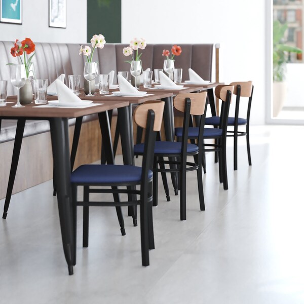 Flash Furniture Blue Vinyl Dining Chairs - Natural Wood Backs, 2PK - 2-XU-DG6V5BLV-NAT-GG