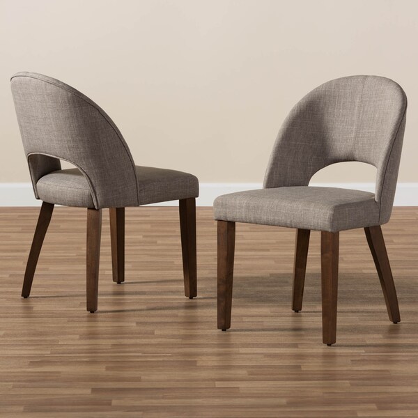 Baxton Studio Wesley Light Grey Upholstered Walnut Finished Wood Dining Chair, PK2 - 144-7945