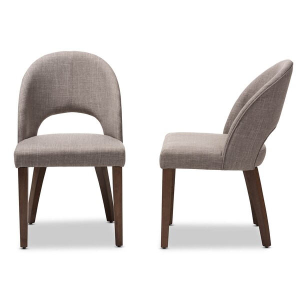 Baxton Studio Wesley Light Grey Upholstered Walnut Finished Wood Dining Chair, PK2 - 144-7945