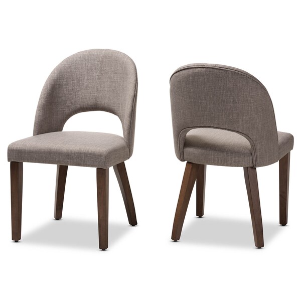 Baxton Studio Wesley Light Grey Upholstered Walnut Finished Wood Dining Chair, PK2 - 144-7945