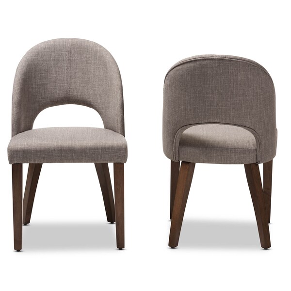 Baxton Studio Wesley Light Grey Upholstered Walnut Finished Wood Dining Chair, PK2 - 144-7945