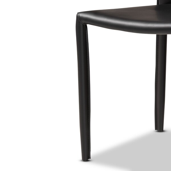 Baxton Studio Heidi Black Faux Leather Upholstered 4-Piece Dining Chair Set - 171-10792