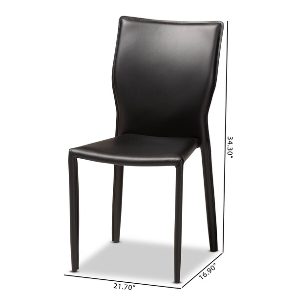 Baxton Studio Heidi Black Faux Leather Upholstered 4-Piece Dining Chair Set - 171-10792