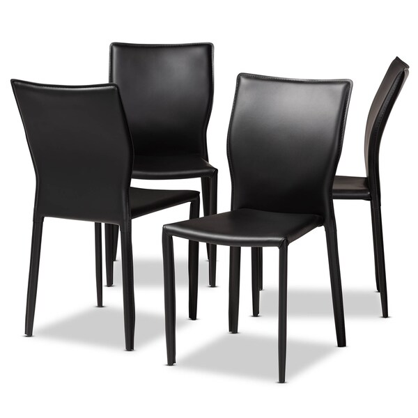 Baxton Studio Heidi Black Faux Leather Upholstered 4-Piece Dining Chair Set - 171-10792