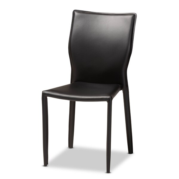 Baxton Studio Heidi Black Faux Leather Upholstered 4-Piece Dining Chair Set - 171-10792