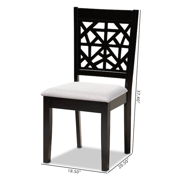 Baxton Studio Jackson Grey Upholstered and Espresso Wood 4-Piece Dining Chair Set - 166-10763