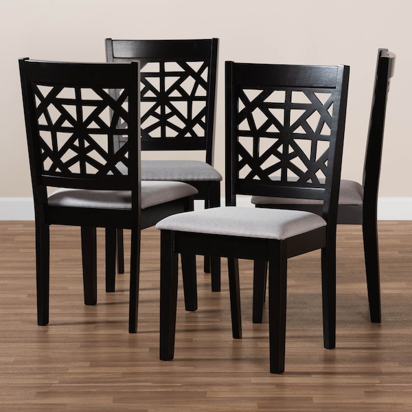 Baxton Studio Jackson Grey Upholstered and Espresso Wood 4-Piece Dining Chair Set - 166-10763