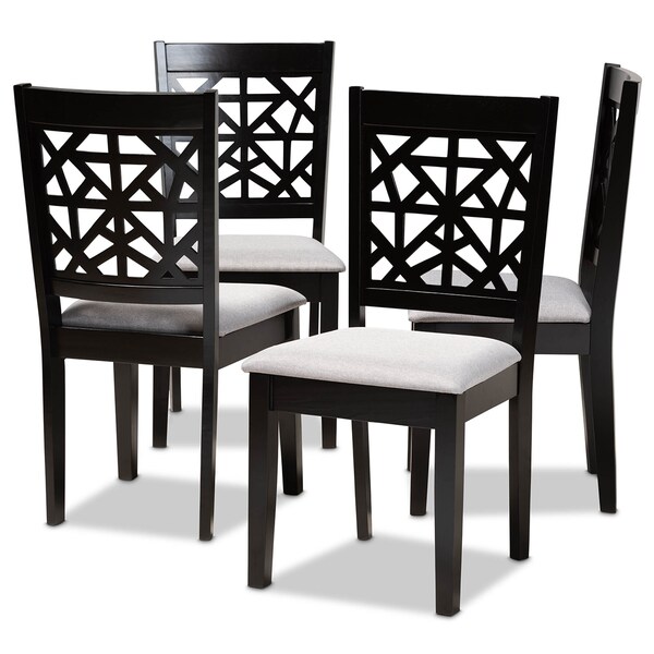 Baxton Studio Jackson Grey Upholstered and Espresso Wood 4-Piece Dining Chair Set - 166-10763