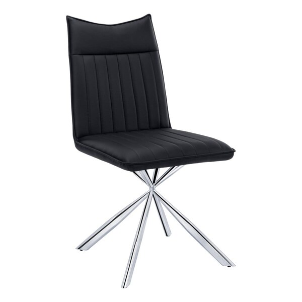 Daphnes Dinnette 36 in. Dining Chair Leather-Look, Black - Chrome Finish - 2 Piece - DA3079065
