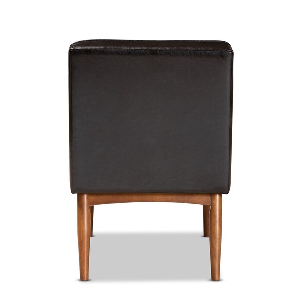 Baxton Studio Riordan Mid-Century Modern Dark Brown Faux Leather and Walnut Brown Finished Wood Dining Chair - 186-11359-ZORO