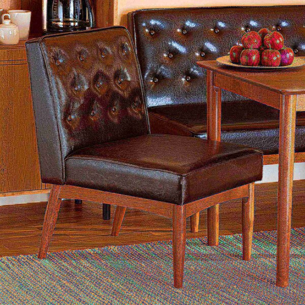 Baxton Studio Riordan Mid-Century Modern Dark Brown Faux Leather and Walnut Brown Finished Wood Dining Chair - 186-11359-ZORO