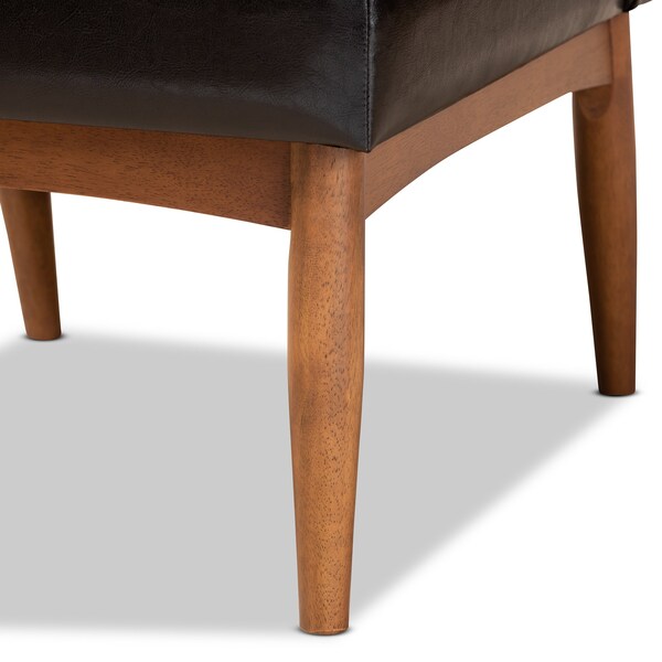 Baxton Studio Riordan Mid-Century Modern Dark Brown Faux Leather and Walnut Brown Finished Wood Dining Chair - 186-11359-ZORO