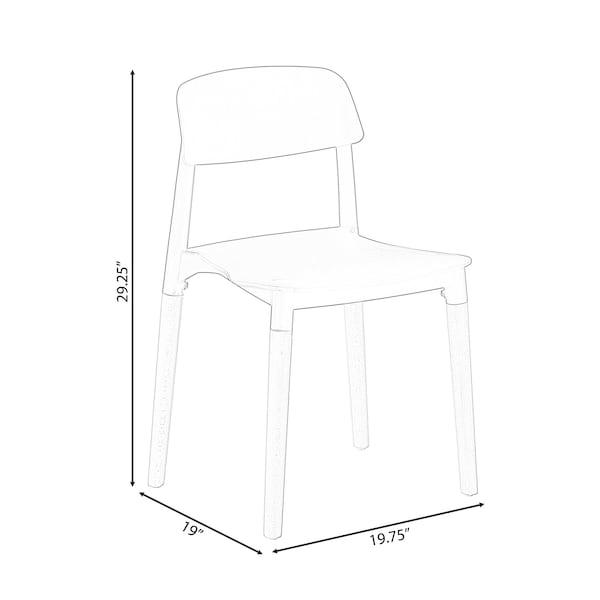 Fabulaxe Modern Plastic Dining Chair Open Back with Beech Wood Legs, Black, PK 2 - QI004222.BK.2