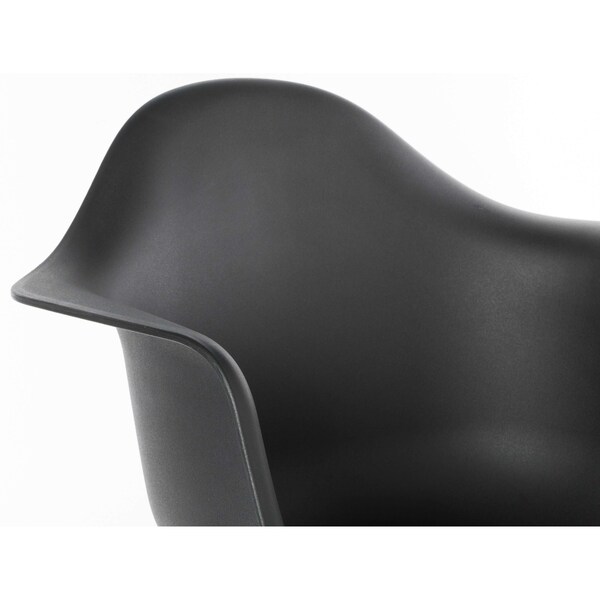 Fabulaxe Plastic DAW Shell Dining Arm Chair with Wooden Dowel Eiffel Legs, Black, PK 4 - QI003748.BK.4