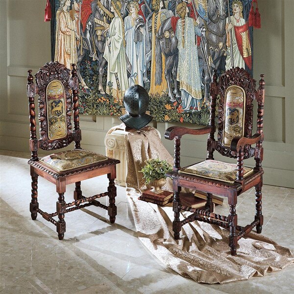 Design Toscano Charles II Chairs: Set of Four Side Chairs and Two Armchairs - AF99119