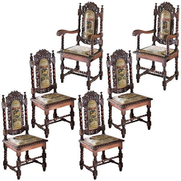 Design Toscano Charles II Chairs: Set of Four Side Chairs and Two Armchairs - AF99119