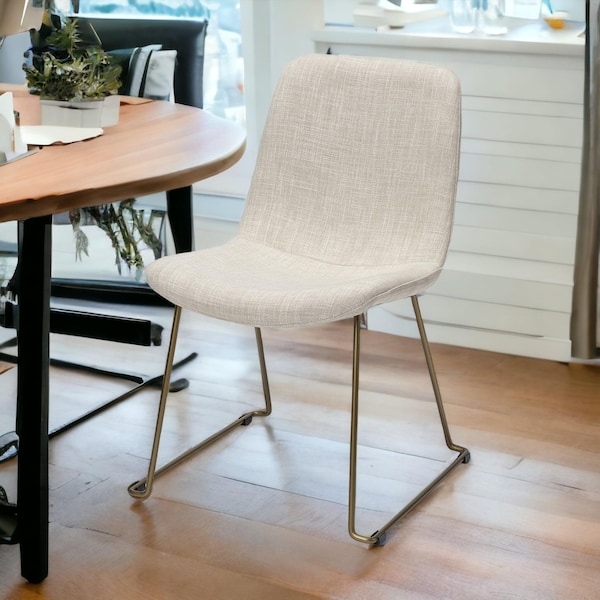 Homeroots Cream Fabric Seat with Gold Metal Frame Dining Chair - 380431