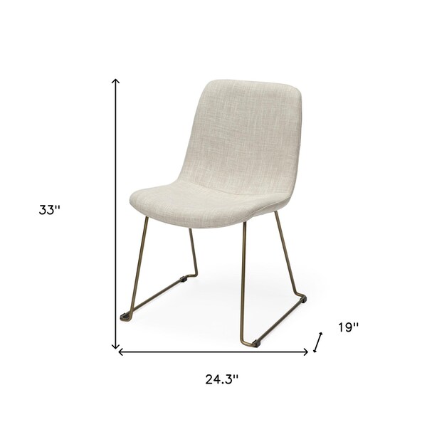 Homeroots Cream Fabric Seat with Gold Metal Frame Dining Chair - 380431