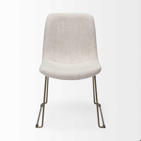 Homeroots Cream Fabric Seat with Gold Metal Frame Dining Chair - 380431