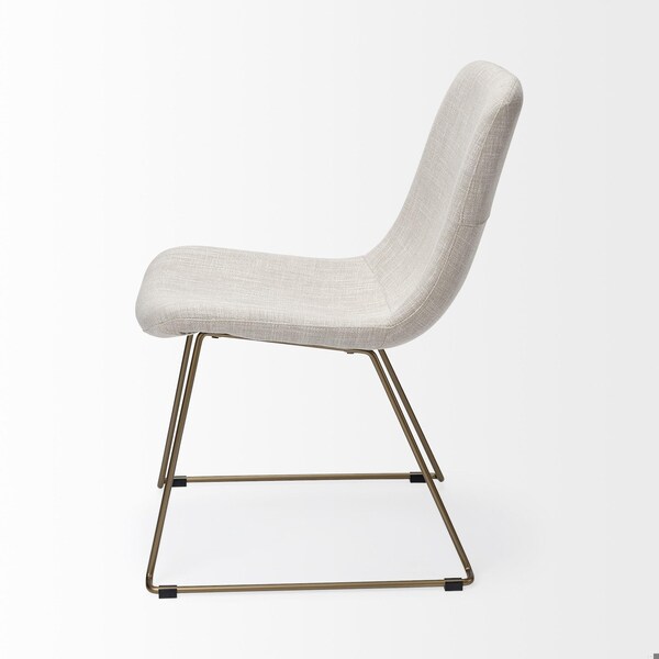 Homeroots Cream Fabric Seat with Gold Metal Frame Dining Chair - 380431