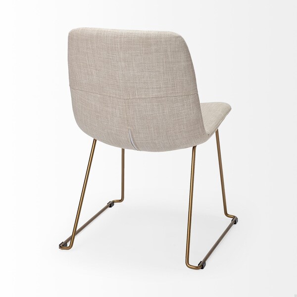 Homeroots Cream Fabric Seat with Gold Metal Frame Dining Chair - 380431
