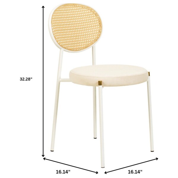 Leisuremod Euston Dining Chair with Velvet Seat and White Steel Frame in Beige - ECW17BG