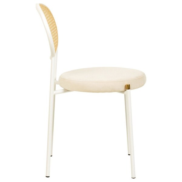 Leisuremod Euston Dining Chair with Velvet Seat and White Steel Frame in Beige - ECW17BG