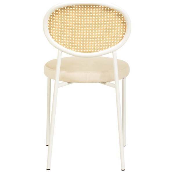 Leisuremod Euston Dining Chair with Velvet Seat and White Steel Frame in Beige - ECW17BG