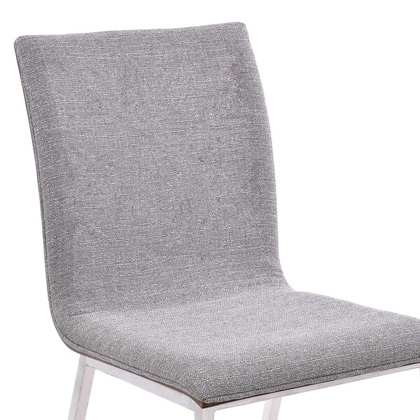 Armen Living Crystal Dining Chair in Brushed Stainless Steel finish with Gray Fabric and Walnut Back - Set of 2 - LCCRCHGRF