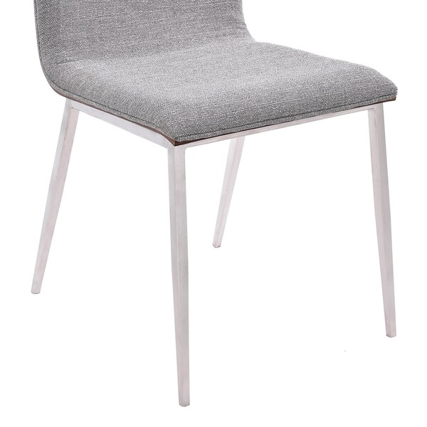 Armen Living Crystal Dining Chair in Brushed Stainless Steel finish with Gray Fabric and Walnut Back - Set of 2 - LCCRCHGRF
