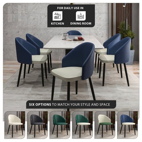 Leisuremod Paradiso Collection Modern Dining Seat in Blue with White Seat, 4PK - PC50BUW4