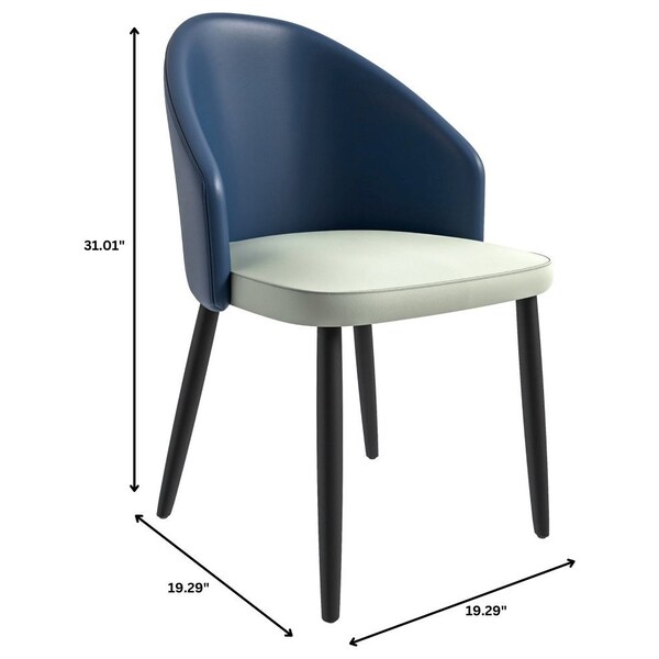 Leisuremod Paradiso Collection Modern Dining Seat in Blue with White Seat, 4PK - PC50BUW4