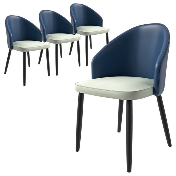 Leisuremod Paradiso Collection Modern Dining Seat in Blue with White Seat, 4PK - PC50BUW4