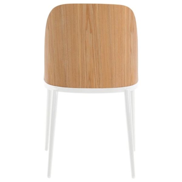Leisuremod Tule Dining Chair with Velvet Seat & White Steel Frame, Natural Wood/Beige, 4PK - TWCNW18BG4