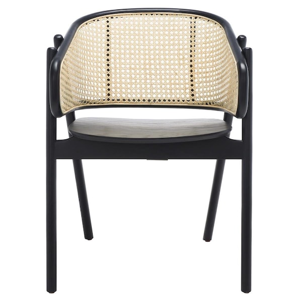 Safavieh Emmy Rattan Back Dining Chair, Black & Natural - SFV4128A