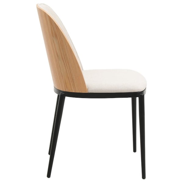 Leisuremod Tule Dining Side Chair with Velvet Seat and Steel Frame, Natural Wood/Beige, 4PK - TCNW18BG4