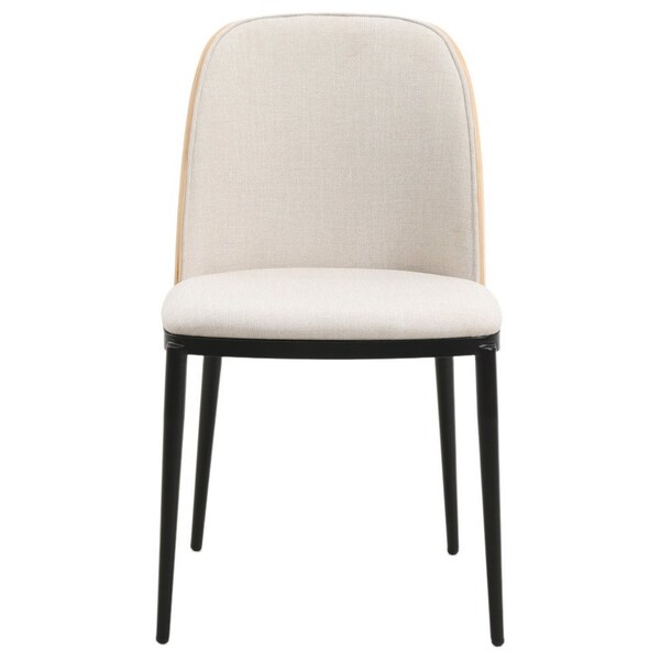 Leisuremod Tule Dining Side Chair with Velvet Seat and Steel Frame, Natural Wood/Beige, 4PK - TCNW18BG4