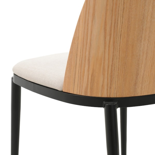 Leisuremod Tule Dining Side Chair with Velvet Seat and Steel Frame, Natural Wood/Beige, 4PK - TCNW18BG4