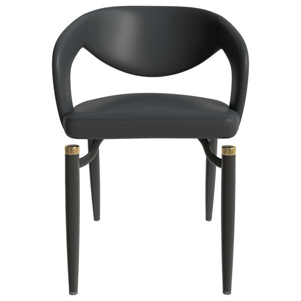 Leisuremod Entice Modern Leather Dining Chair with Iron Legs Open-Back Design in Charcoal, 4PK - EC60CH-4
