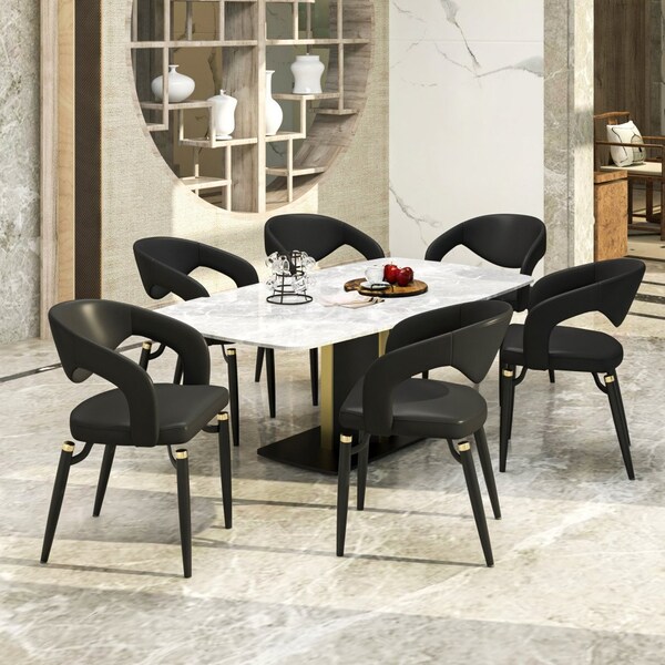 Leisuremod Entice Modern Leather Dining Chair with Iron Legs Open-Back Design in Charcoal, 4PK - EC60CH-4