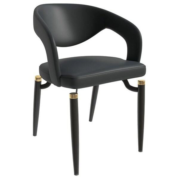 Leisuremod Entice Modern Leather Dining Chair with Iron Legs Open-Back Design in Charcoal, 4PK - EC60CH-4
