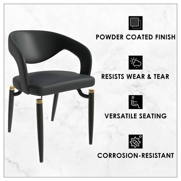 Leisuremod Entice Modern Leather Dining Chair with Iron Legs Open-Back Design in Charcoal, 4PK - EC60CH-4